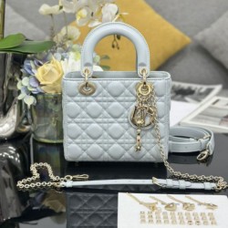 Replica Borsa Dior piccola Lady Dior My ABCDior con ciondolo D.I.O.R agnello cannage blu