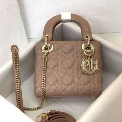 Replica Borsa Mini Lady Dior con cuciture cannage rosa