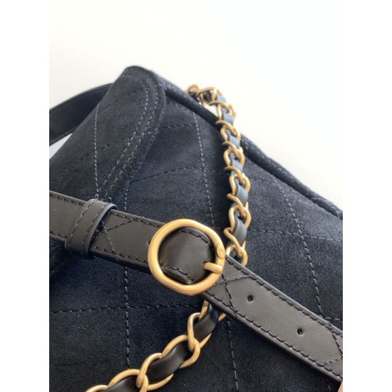 Replica Borsa hobo Chanel 26c AS5886 scamosciata trapuntata nero Imitazioni Replica Borsa hobo Chanel 26c AS5886 scamosciata trapuntata nero