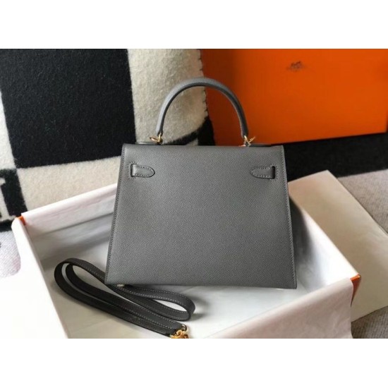 Replica Borsa Sellier Kelly 25 Hermes Epsom Grigio scuro Imitazioni Replica Borsa Sellier Kelly 25 Hermes Epsom Grigio scuro
