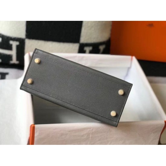 Replica Borsa Sellier Kelly 25 Hermes Epsom Grigio scuro Imitazioni Replica Borsa Sellier Kelly 25 Hermes Epsom Grigio scuro