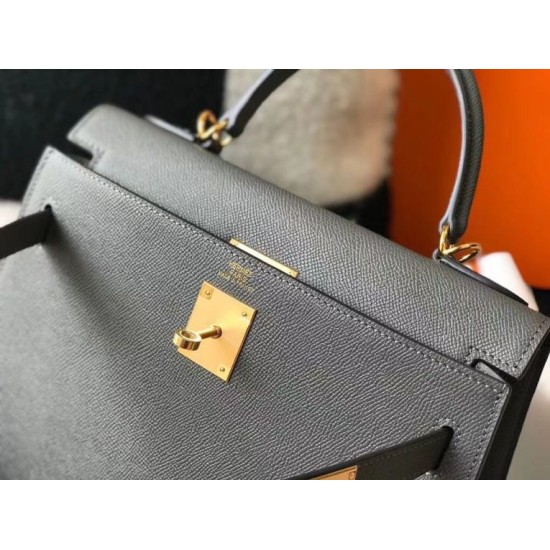 Replica Borsa Sellier Kelly 25 Hermes Epsom Grigio scuro Imitazioni Replica Borsa Sellier Kelly 25 Hermes Epsom Grigio scuro