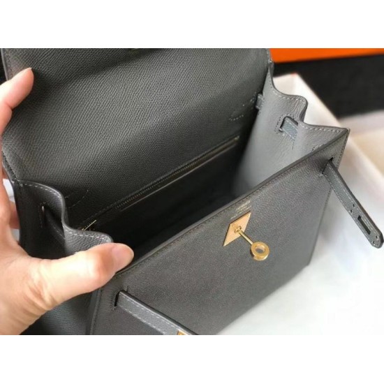 Replica Borsa Sellier Kelly 25 Hermes Epsom Grigio scuro Imitazioni Replica Borsa Sellier Kelly 25 Hermes Epsom Grigio scuro
