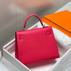 Replica Borsa Sellier Kelly 25cm Hermes Epsom Rosa rossa Imitazioni Replica Borsa Sellier Kelly 25cm Hermes Epsom Rosa rossa