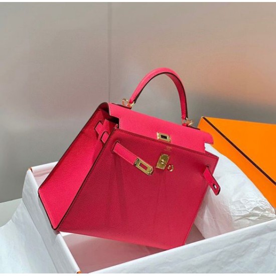 Replica Borsa Sellier Kelly 25cm Hermes Epsom Rosa rossa Imitazioni Replica Borsa Sellier Kelly 25cm Hermes Epsom Rosa rossa