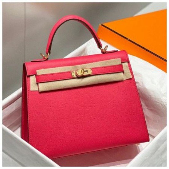 Replica Borsa Sellier Kelly 25cm Hermes Epsom Rosa rossa Imitazioni Replica Borsa Sellier Kelly 25cm Hermes Epsom Rosa rossa