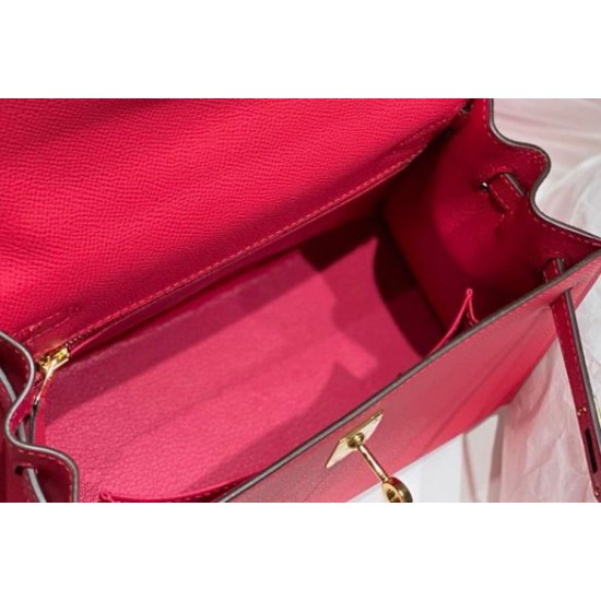 Replica Borsa Sellier Kelly 25cm Hermes Epsom Rosa rossa Imitazioni Replica Borsa Sellier Kelly 25cm Hermes Epsom Rosa rossa