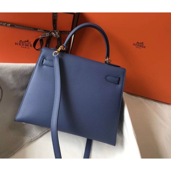 Replica Borse Hermes Kelly 28cm blu Epsom GHW