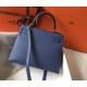 Replica Borse Hermes Kelly 28cm blu Epsom GHW