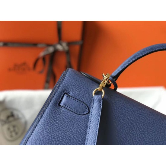 Replica Borse Hermes Kelly 28cm blu Epsom GHW