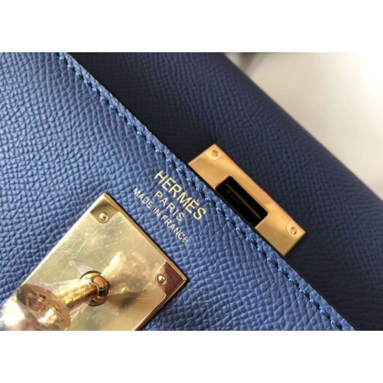 Replica Borse Hermes Kelly 28cm blu Epsom GHW