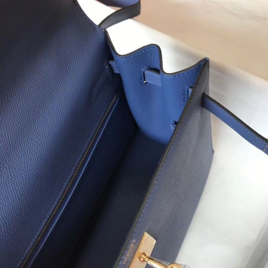 Replica Borse Hermes Kelly 28cm blu Epsom GHW