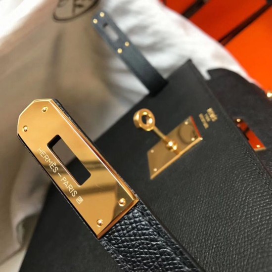 Replica Borse Hermes Kelly 28cm Epsom Nero GHW