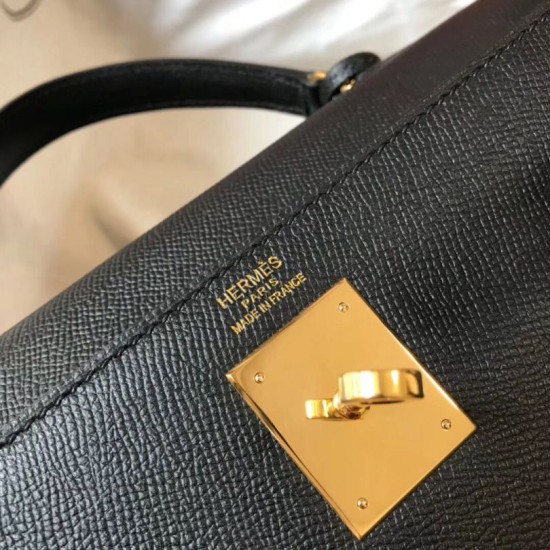 Replica Borse Hermes Kelly 28cm Epsom Nero GHW