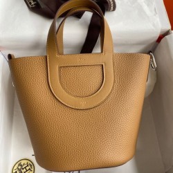 Replica Borsa tote Hermes In The Loop 18 fatta a mano marrone Clemence