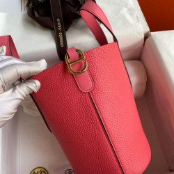 Replica Borsa tote Hermes In The Loop 18 fatta a mano rosa clemence