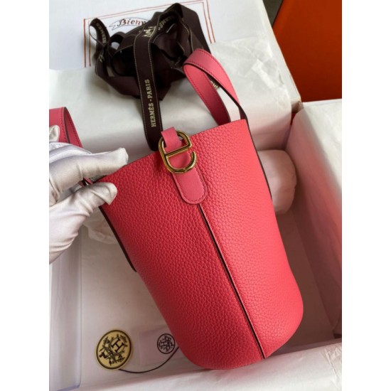 Replica Borsa tote Hermes In The Loop 18 fatta a mano rosa clemence