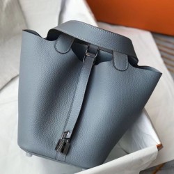 Replica Borsa Tote Hermes Picotin Lock 18/22 Blu Clemence