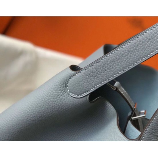 Replica Borsa Tote Hermes Picotin Lock 18/22 Blu Clemence