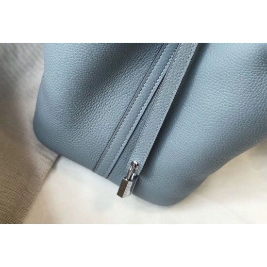 Replica Borsa Tote Hermes Picotin Lock 18/22 Blu Clemence
