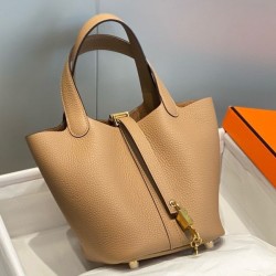 Borse Tote Hermes Picotin Lock 18/22 Marrone Clemence