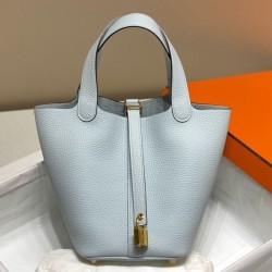 Replica Borse Imitazioni Tote Hermes Picotin Lock 18/22 Azzurro Clemence