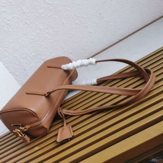 Riproduzione Fedele Borsa media Prada con lucchetto caramello imitazioni