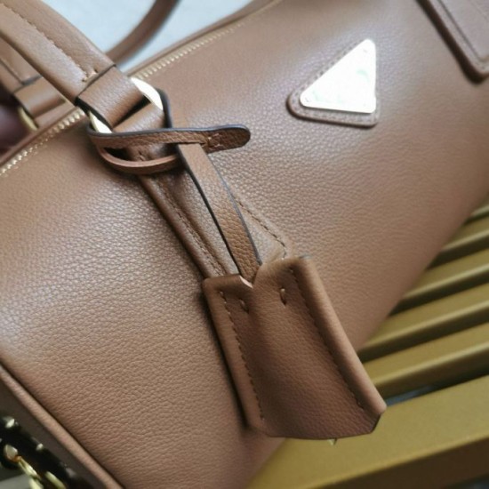 Riproduzione Fedele Borsa media Prada con lucchetto caramello imitazioni