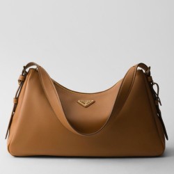 Riproduzione Fedele Imitazione Prada Aimee Large Shoulder Bag Marrone imitazioni