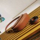 Replica Prada Arque Shoulder Bag con Flap Brown Riproduzione Fedele Prada Arque Shoulder Bag con Flap Brown imitazioni