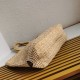 Riproduzione Fedele Borsa tote grande Prada all'uncinetto in filato effetto rafia beige imitazioni