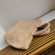 Riproduzione Fedele Borsa tote grande Prada all'uncinetto in filato effetto rafia beige imitazioni