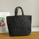 Riproduzione Fedele Prada Large Crochet Tote Bag Raffia-effect Yarn Nero imitazioni