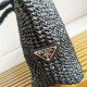 Riproduzione Fedele Prada Large Crochet Tote Bag Raffia-effect Yarn Nero imitazioni