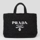 Riproduzione Fedele Prada Large Crochet Tote Bag Raffia-effect Yarn Nero imitazioni
