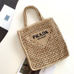 Replica Prada Small Tote Bag Raffia Intrecciata Beige Riproduzione Fedele Prada Small Tote Bag Raffia Intrecciata Beige imitazioni