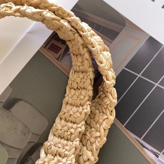 Riproduzione Fedele Prada Small Tote Bag Raffia Intrecciata Beige imitazioni