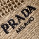 Riproduzione Fedele Prada Small Tote Bag Raffia Intrecciata Beige imitazioni