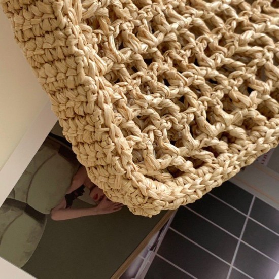 Riproduzione Fedele Prada Small Tote Bag Raffia Intrecciata Beige imitazioni