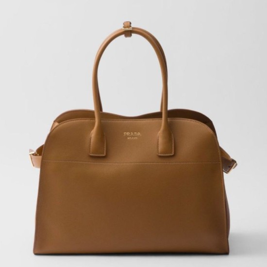 Replica Imitazione Prada Large Tote Bag con Fibbie Marrone Riproduzione Fedele Imitazione Prada Large Tote Bag con Fibbie Marrone imitazioni