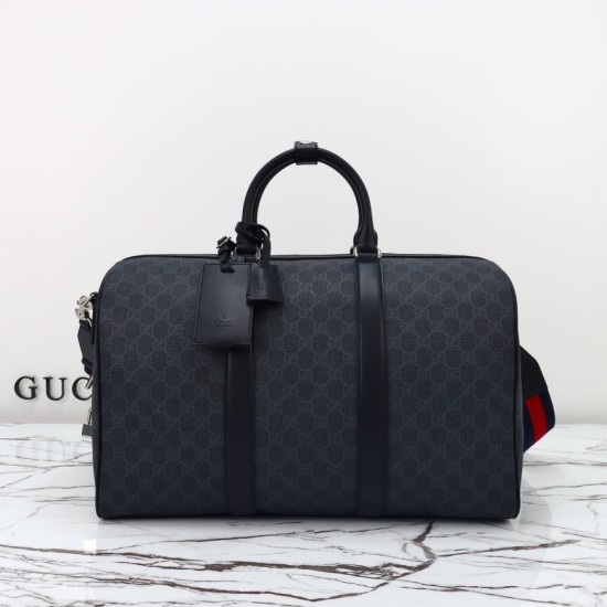 Replica Gucci Men GG Supreme Duffle Bag 792074 Nero Riproduzione Fedele Gucci Men GG Supreme Duffle Bag 792074 Nero imitazioni