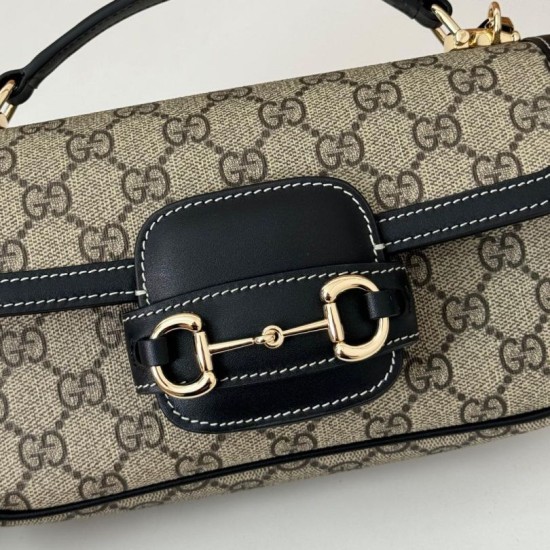 Replica Dettagli perfetti Gucci 815206 Horsebit 1955 Perfetta piccola morbida con manico superiore Nero Riproduzione Fedele Dettagli perfetti Gucci 815206 Horsebit 1955 Replica Perfetta piccola morbida con manico superiore Nero imitazioni