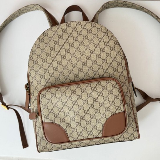 Riproduzione Fedele Gucci 821159 GG Emblem zaino medio Marrone imitazioni