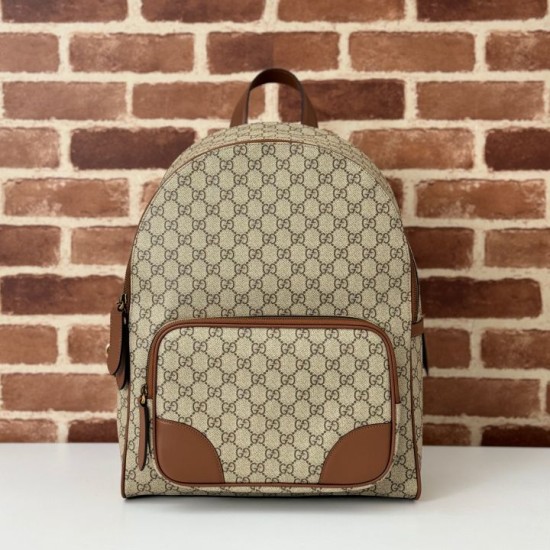 Riproduzione Fedele Gucci 821159 GG Emblem zaino medio Marrone imitazioni
