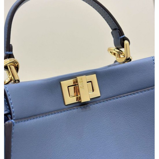 Riproduzione Fedele Borsa Fendi Mini Iconic Peekaboo Blu imitazioni