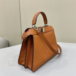 Riproduzione Fedele Fendi Peekaboo ISeeU Small Selleria Borsa con 556 impunture cucite a mano Marrone imitazioni