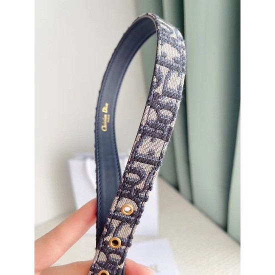 Riproduzione Fedele Dior Saddle 20MM Cintura Dior Oblique Jacquard Blu imitazioni