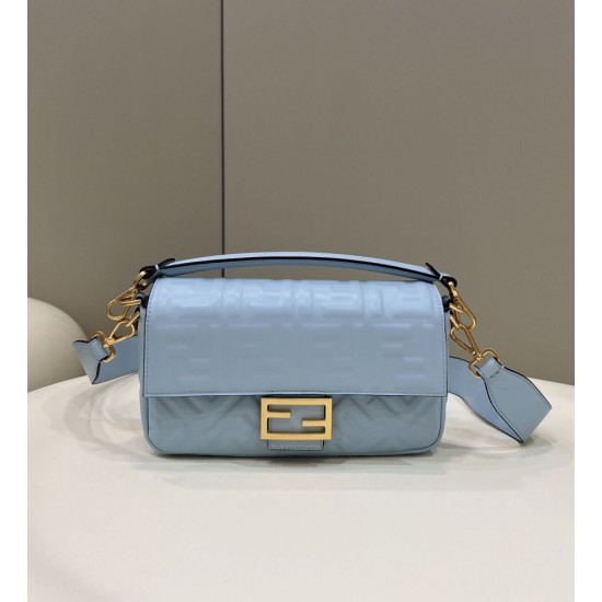 Replica Borse baguette media Fendi FF Nappa blu Riproduzione Fedele Borse Replica baguette media Fendi FF Nappa blu imitazioni