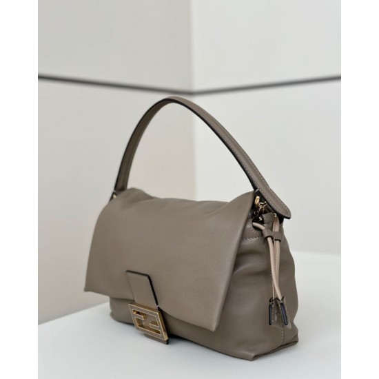 Replica Borsa baguette media Fendi Mamma Nappa grigio Riproduzione Fedele Borsa baguette media Fendi Mamma Nappa grigio imitazioni