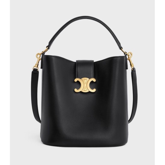 Replica Borsa a secchiello piccola/media Celine Louise Nero Pelle di vitello liscia Riproduzione Fedele replica a secchiello piccola/media Celine Louise Nero Pelle di vitello liscia imitazioni